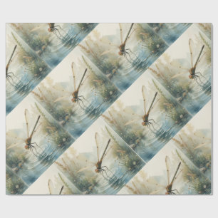 Papel De Presente Dragonfly Watercolor Style Lake