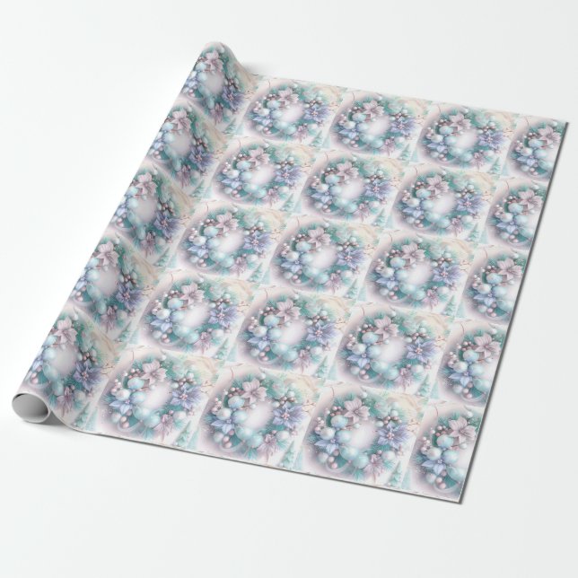Papel De Presente Dreamy Christmas Wreath Wrappaper (Desenrolado)