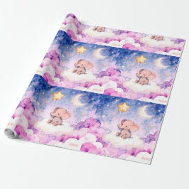 Papel De Presente Dreamy elephant and stars giant wrapping roll