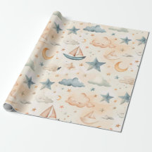 Dreamy Sailboats & Stars Wrapping Paper