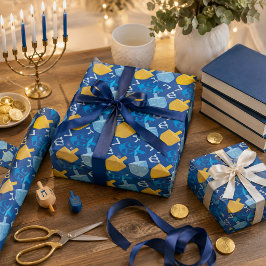 Papel De Presente Dreidel Agradável Hanukkah
