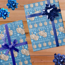 Dreidel Rustic Oak Cute Personalizou Hanukkah