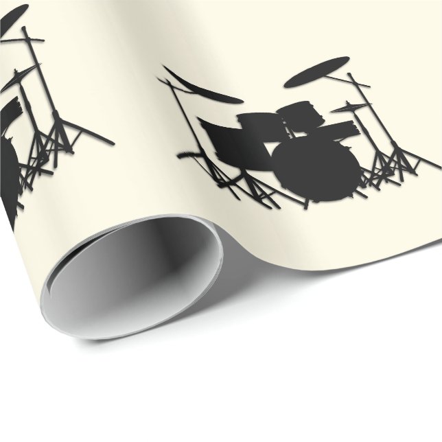 Papel De Presente Drum Set Music Design (Ponta do rolo)
