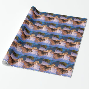 Papel De Presente Duas cinzas lobas na natureza do inverno