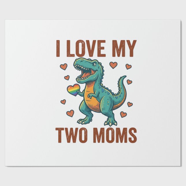 Papel De Presente Duas Mães Orgulho Camisa Vector T Design de Dinoss (Aberto)