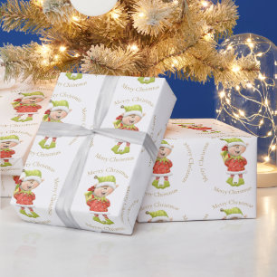 Papel De Presente Duende de Natal com Presente