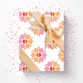 Papel De Presente Duo Starburst em Rosa e Laranja