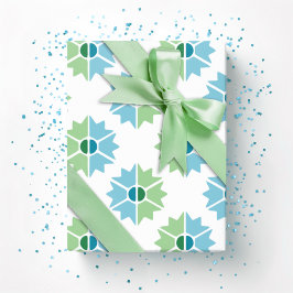 Papel De Presente Duo Starburst em Verde e Aqua