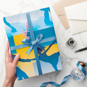 Papel De Presente Duo Sueco de Patinação no Gelo Silhueta