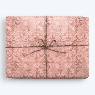 Papel De Presente Dusty Pink Elegante Victorian Damask