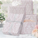 Papel De Presente Dusty Rosa White Damask Elegant Wedding<br><div class="desc">Um rosa empoeirado e um papel de embrulho de casamento tema damasco branco.</div>