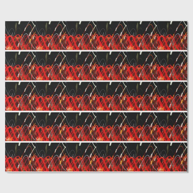 Papel De Presente Dynamic Red and White Abstract Long Exposure Light (Aberto)