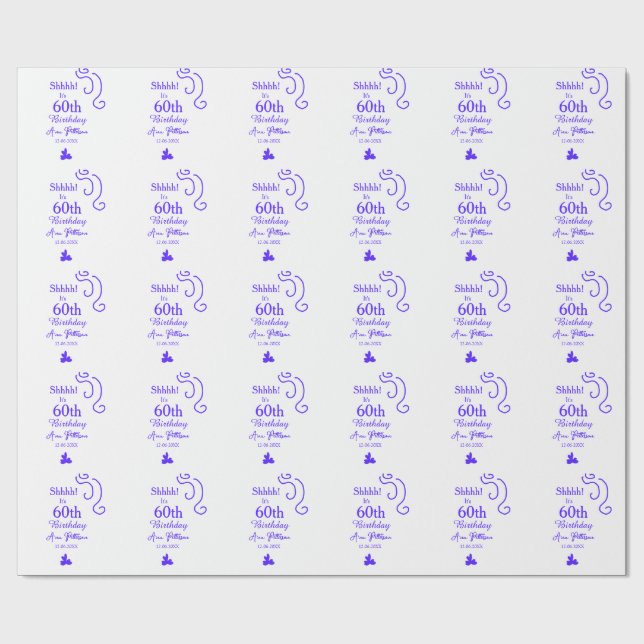 Papel De Presente É 60º aniversário adicionar nome roxo espanhol r (Aberto)
