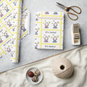 Papel De Presente É embrulho para gêmeos, decoração para chá de bebê