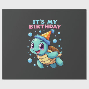 Papel De Presente É Meu Aniversário Tartaruga Marinha Fofa Aniversár
