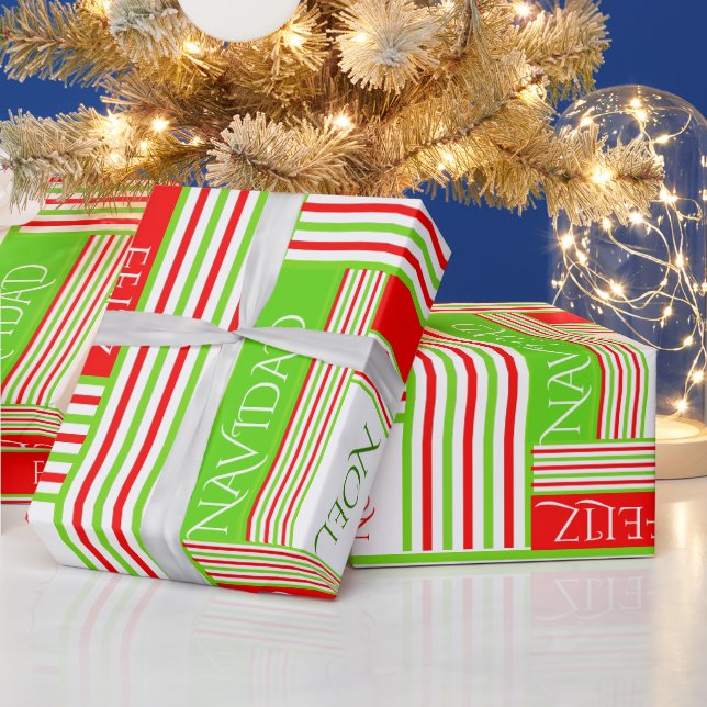 Papel De Presente É Natal Listrado Padrão Feliz Natal (Feriados)