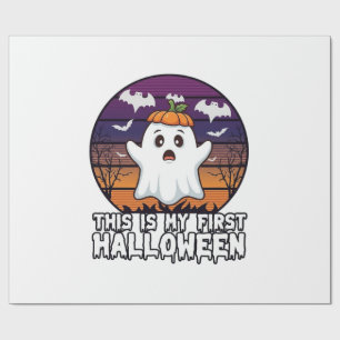 Papel De Presente É Primeiro Fantasma de Halloween Abóbora Chapéu Mo