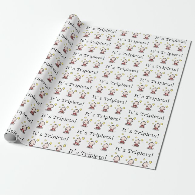 Papel De Presente É Triplets! Unisex, Bebê Dom Wrap (Desenrolado)