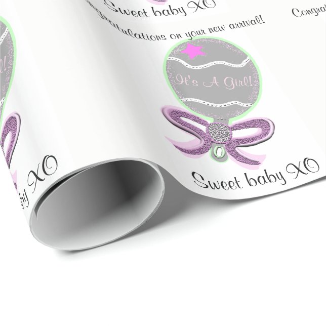 Papel De Presente É um Bicho de Bebê Rosa (Ponta do rolo)