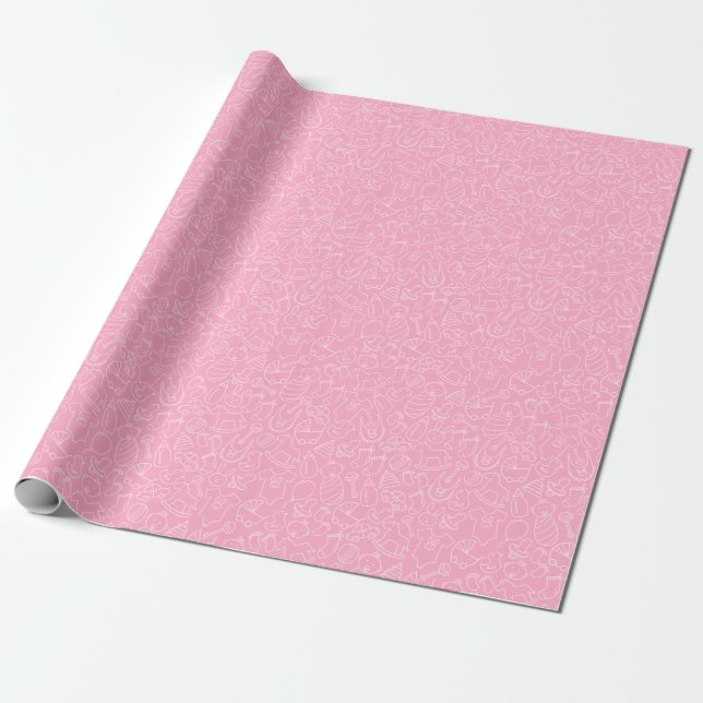 Papel De Presente É uma Chá de fraldas Rosa Menina (Desenrolado)