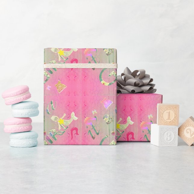 Papel De Presente "É uma garota" Fonte de Ilustração Floral Desenhad (Chá de bebê)