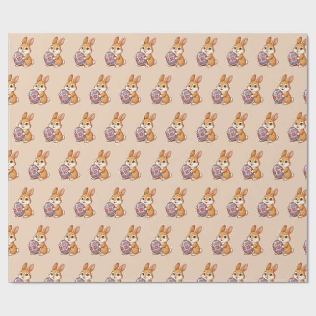 Papel De Presente Easter Bunny Pattern Wrapping Paper | Glossy Art (Aberto)
