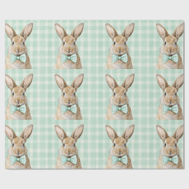 Papel De Presente Easter Bunny Plaid Pattern Wrapping Paper (Aberto)
