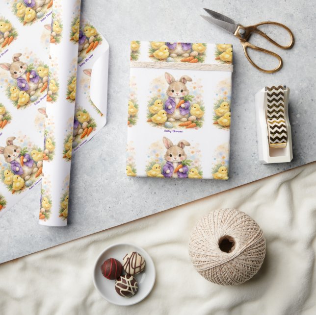 Papel De Presente Easter Bunny Purple Jacket Baby Shower (Artesanato)