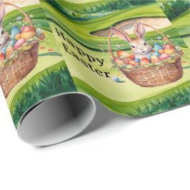 Papel De Presente Easter eggs for golfer on green grass 