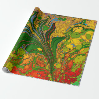 Papel De Presente Ebru Marbling Padrão Floral
