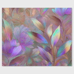 Papel De Presente Eco Futurismo Flores Tropicais Bioluminescentes
