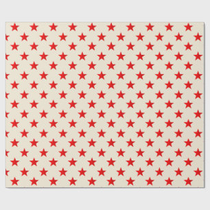 Papel De Presente Ecru Bright Red Stars
