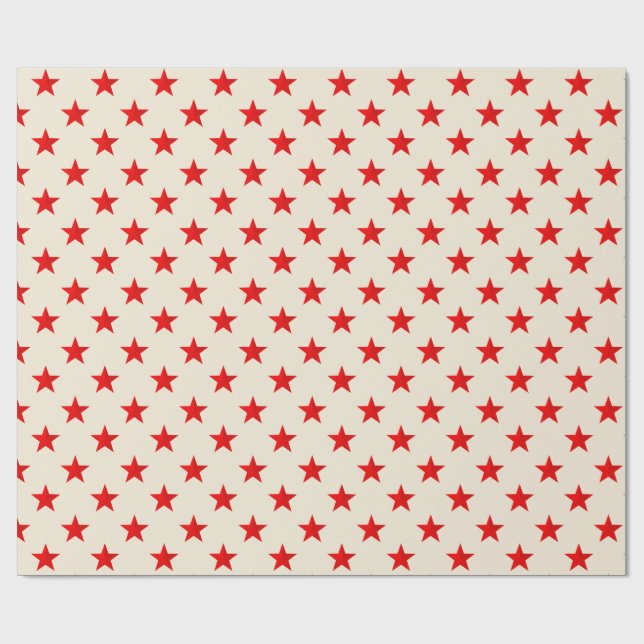 Papel De Presente Ecru Bright Red Stars (Aberto)