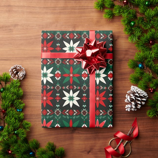 Papel De Presente Edição de Natal 3 da Fair Isle Escandinava (Presente de Natal)