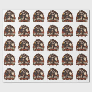 Papel De Presente Edição Vintage Halloween Night Shift Raccoon Assom