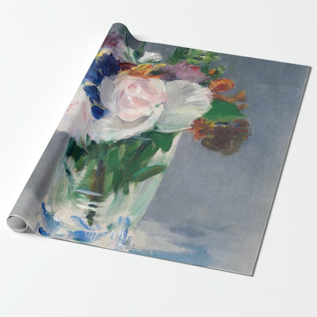 Papel De Presente Edouard Manet - Flores num Vaso Cristal (Desenrolado)