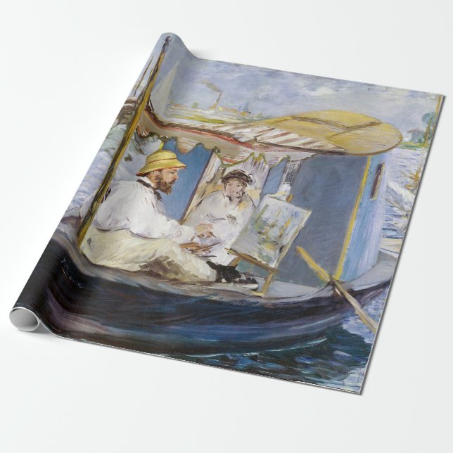 Papel De Presente Edouard Manet - Monet em seu barco estúdio (Desenrolado)