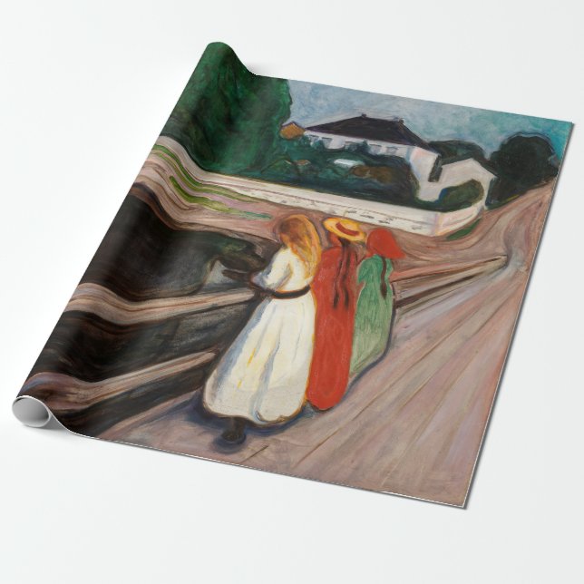 Papel De Presente Edvard Munch - As Raparigas na Ponte (Desenrolado)