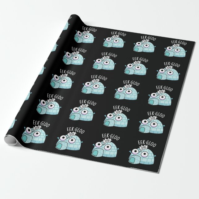 Papel De Presente Eek-gloo Igluu Engraçado Pun Fundo Escuro (Desenrolado)