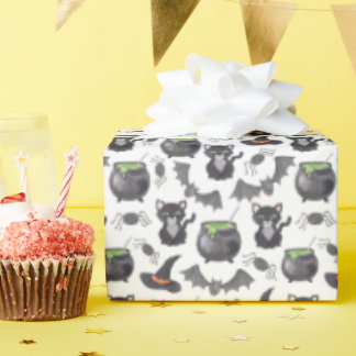 Papel De Presente Eerie Night Spooky Witch Cat Halloween