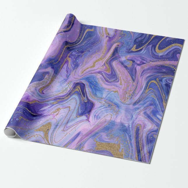 Papel De Presente Eethton Cotton Candy Marble Watercolor Fantasy (Desenrolado)