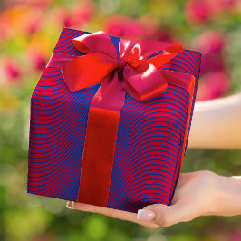 Papel De Presente Efeito de Moiré Vermelho e Azul Abstrato