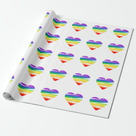 Papel De Presente Efeito de Pincel Coração Arco-íris Lgbt