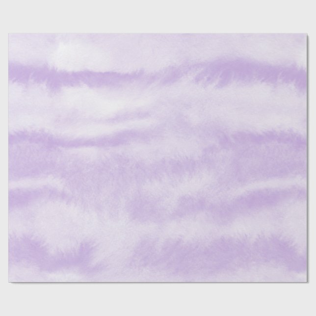 Papel De Presente Efeito de Tinta Aguada em Lavanda Pastel com Tie-D (Aberto)