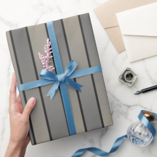 Papel De Presente Efeito Satin Stripes Padrão Preto E bege