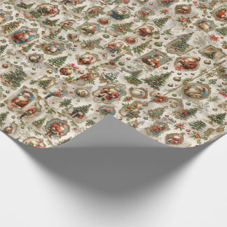 Papel De Presente Efêmeras de Natal Antigas | Papai Noel Retro Vinta