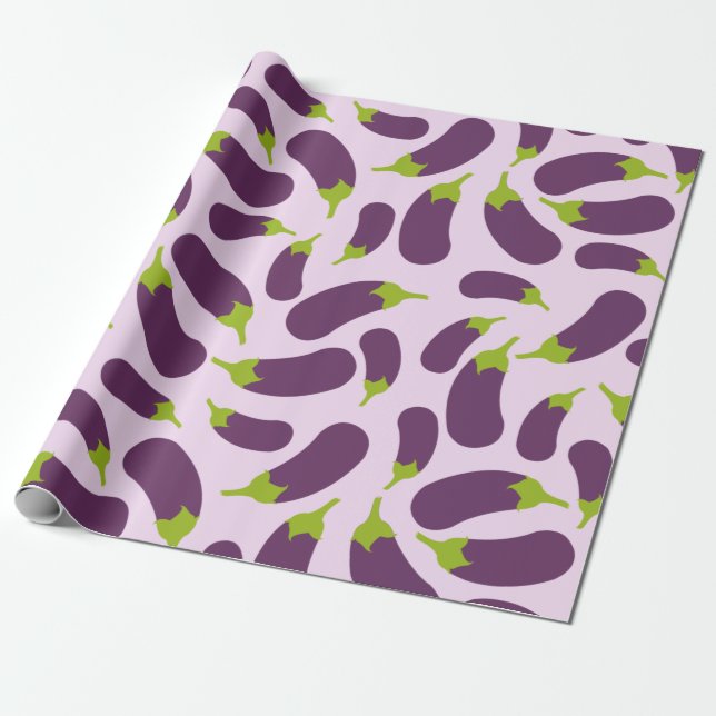 Papel De Presente EggPlant EggPlant Purple Vegetal Design (Desenrolado)