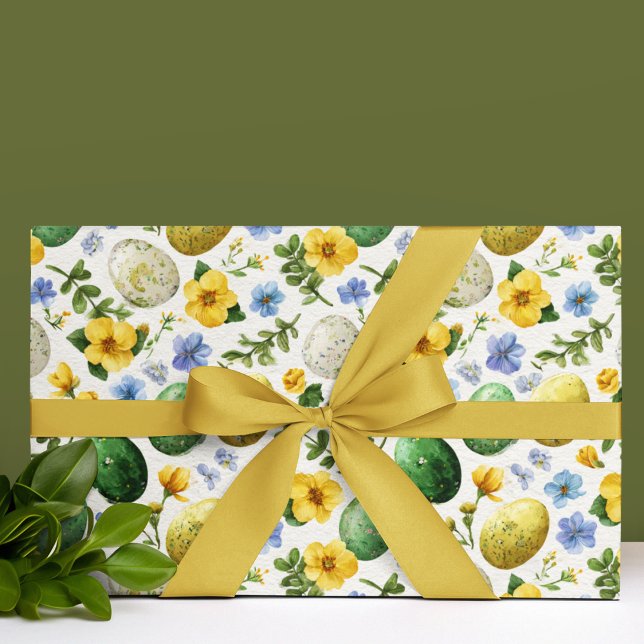 Papel De Presente Eggs & Flowers Pattern | Easter Wrapping Paper (Criador carregado)