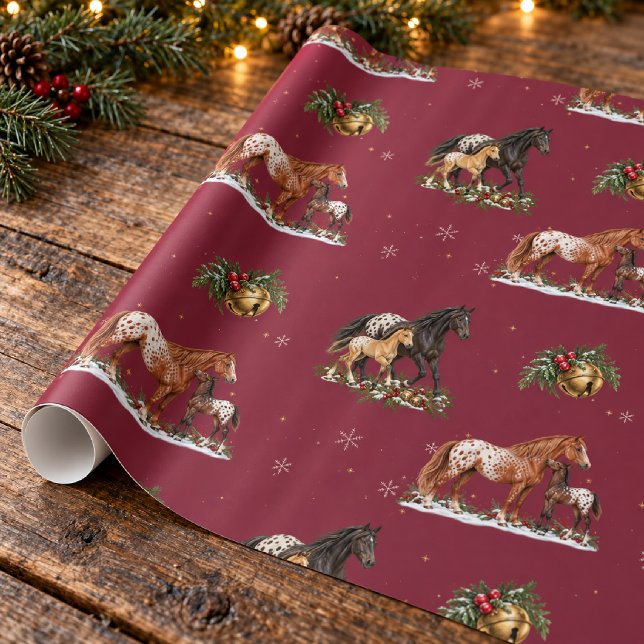 Papel De Presente Égua e Potro Appaloosa Natal Cranberry (Criador carregado)
