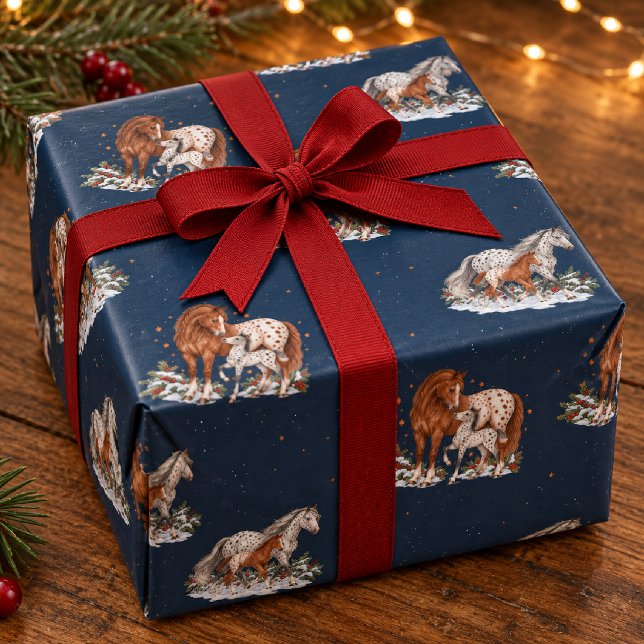 Papel De Presente Égua e Potro Appaloosa Natal Rancho Nevado (Criador carregado)